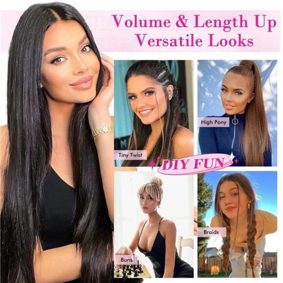 REECHO Hair Extensions, 11PCS Clip in Hair Extensions 24" Long Straight hair - Picture 3 of 7